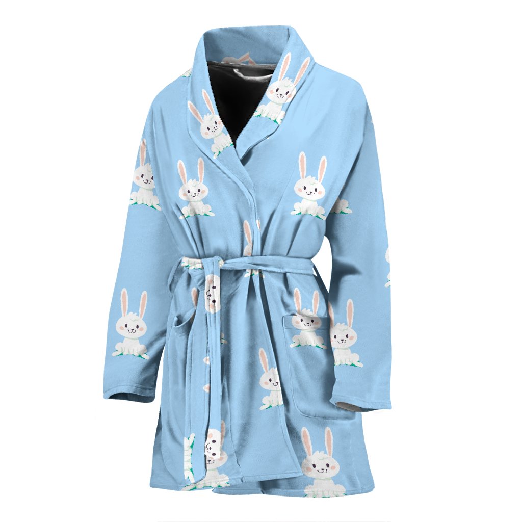 Rabbit Bunny Print Pattern Pattern Print Women Long Robe-grizzshop