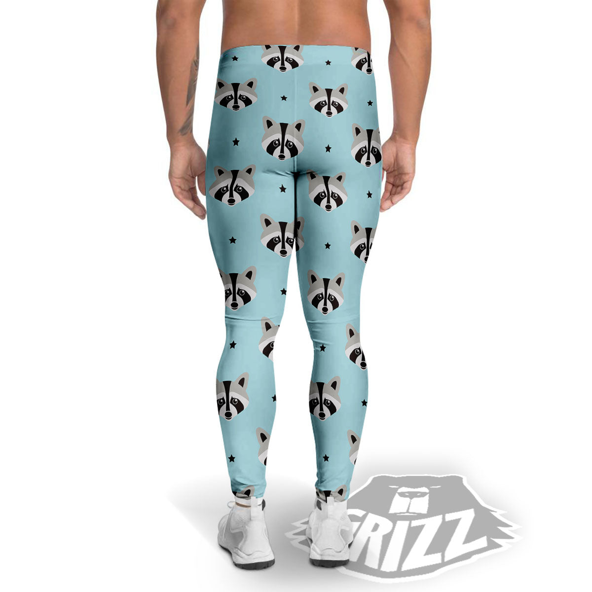 Raccoon Cartoon Print Pattern Men's Leggings-grizzshop