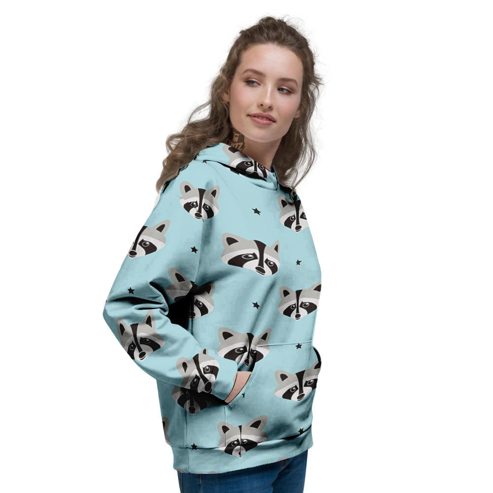 Raccoon Cartoon Print Pattern Women's Hoodie-grizzshop