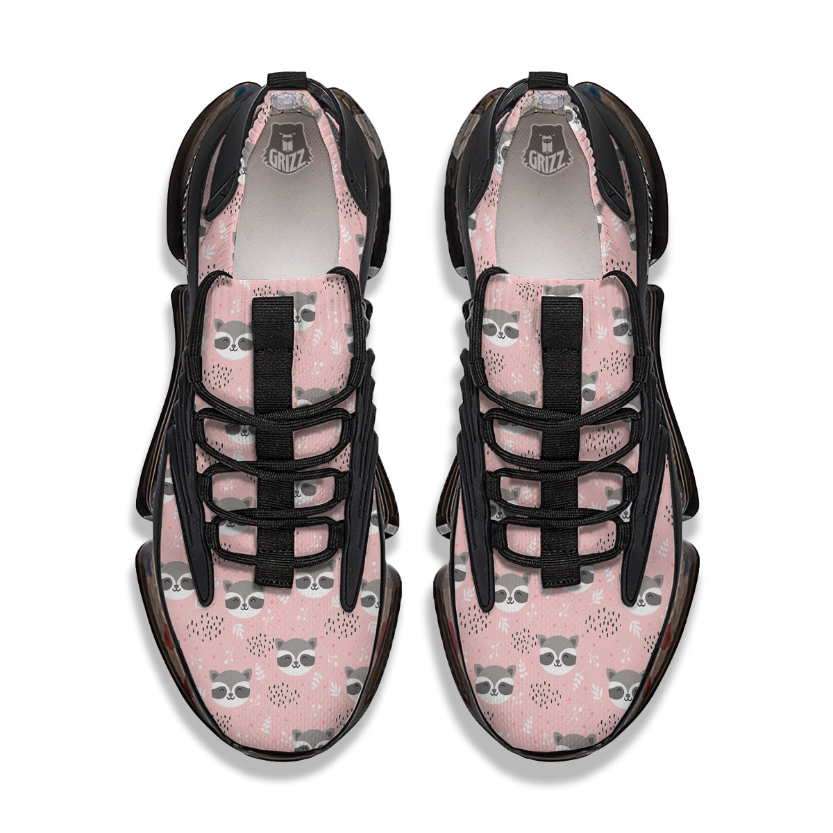 Raccoon Cute Print Pattern Black Gym Shoes-grizzshop