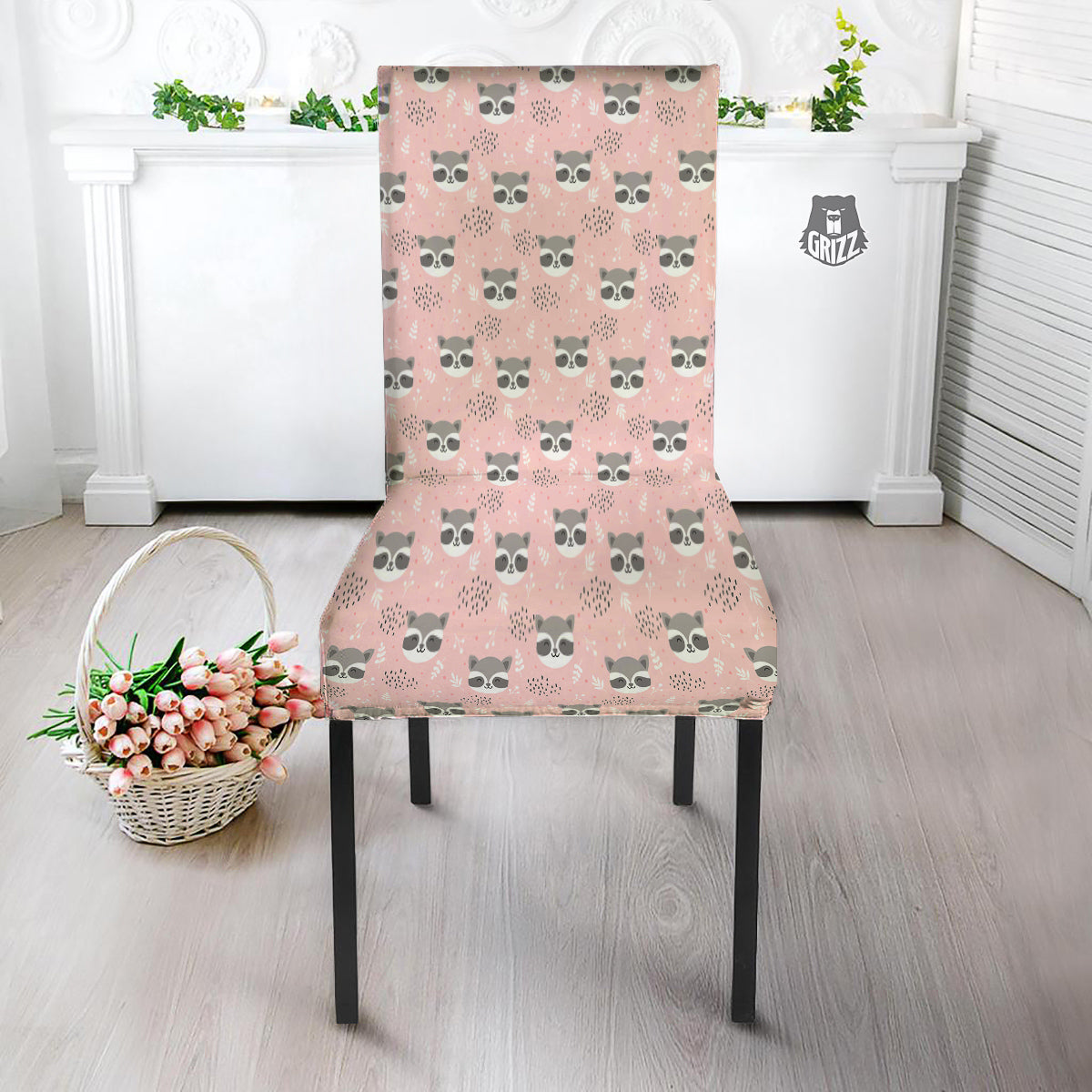Raccoon Cute Print Pattern Dining Chair Slipcover-grizzshop