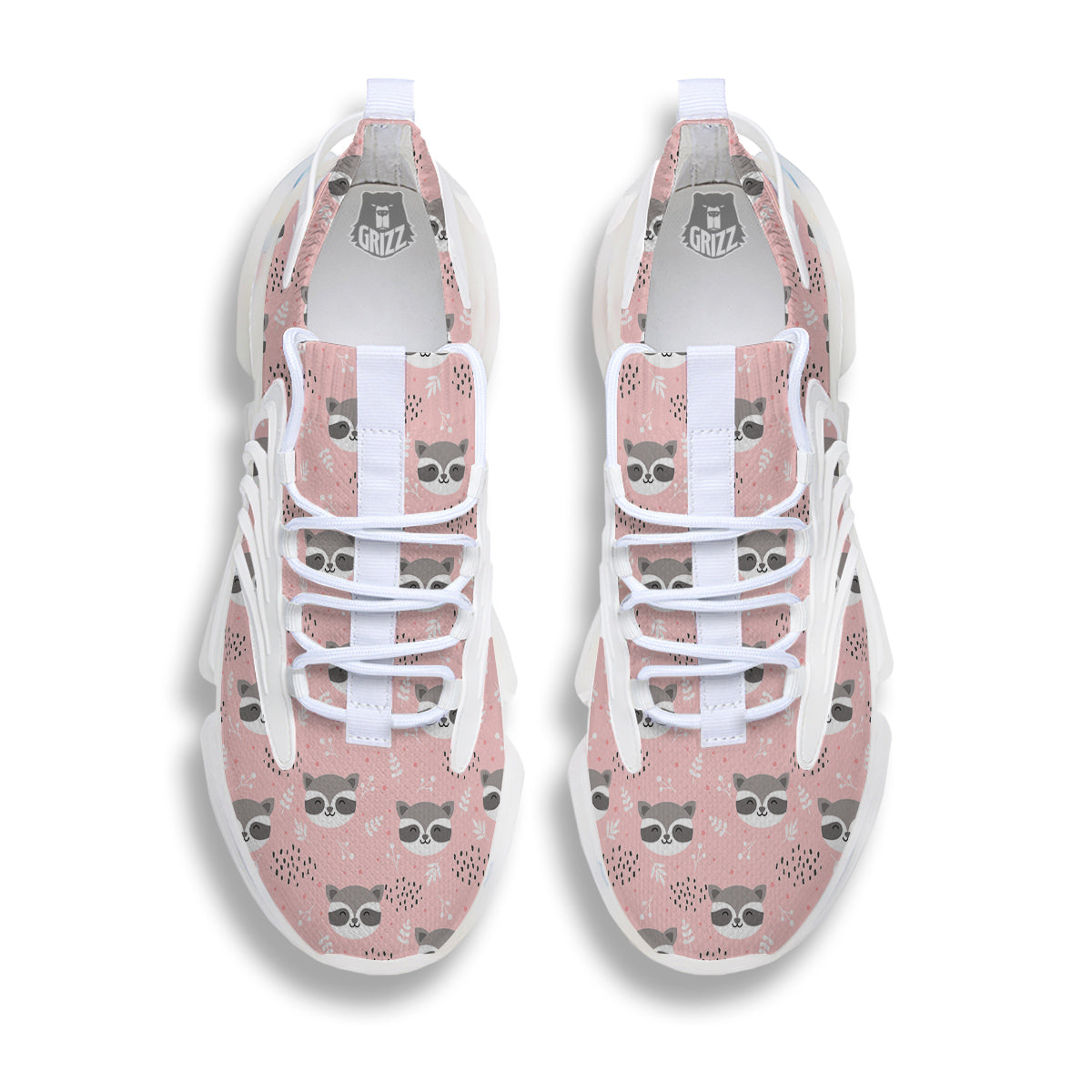 Raccoon Cute Print Pattern White Gym Shoes-grizzshop