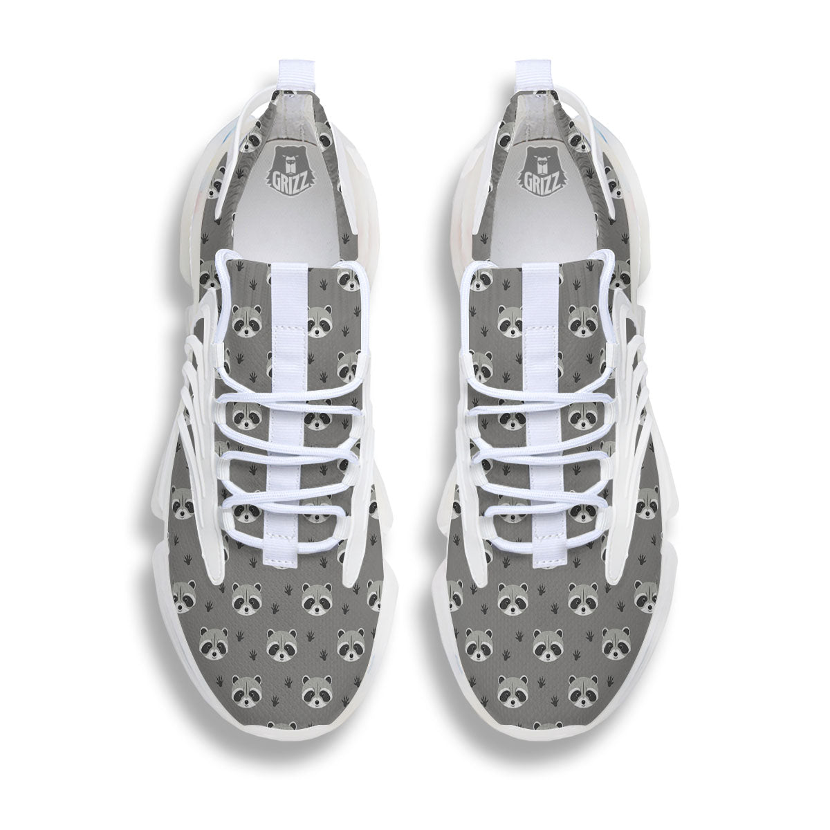 Raccoon Grey Print Pattern White Gym Shoes-grizzshop