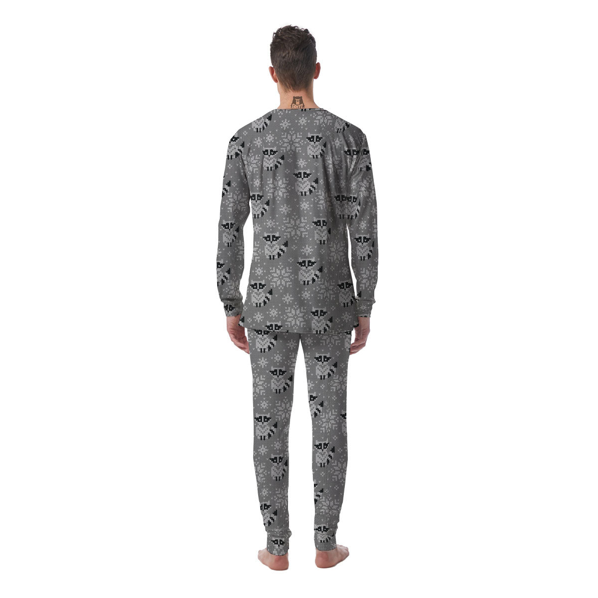 Raccoon Knitted Print Pattern Men's Pajamas-grizzshop