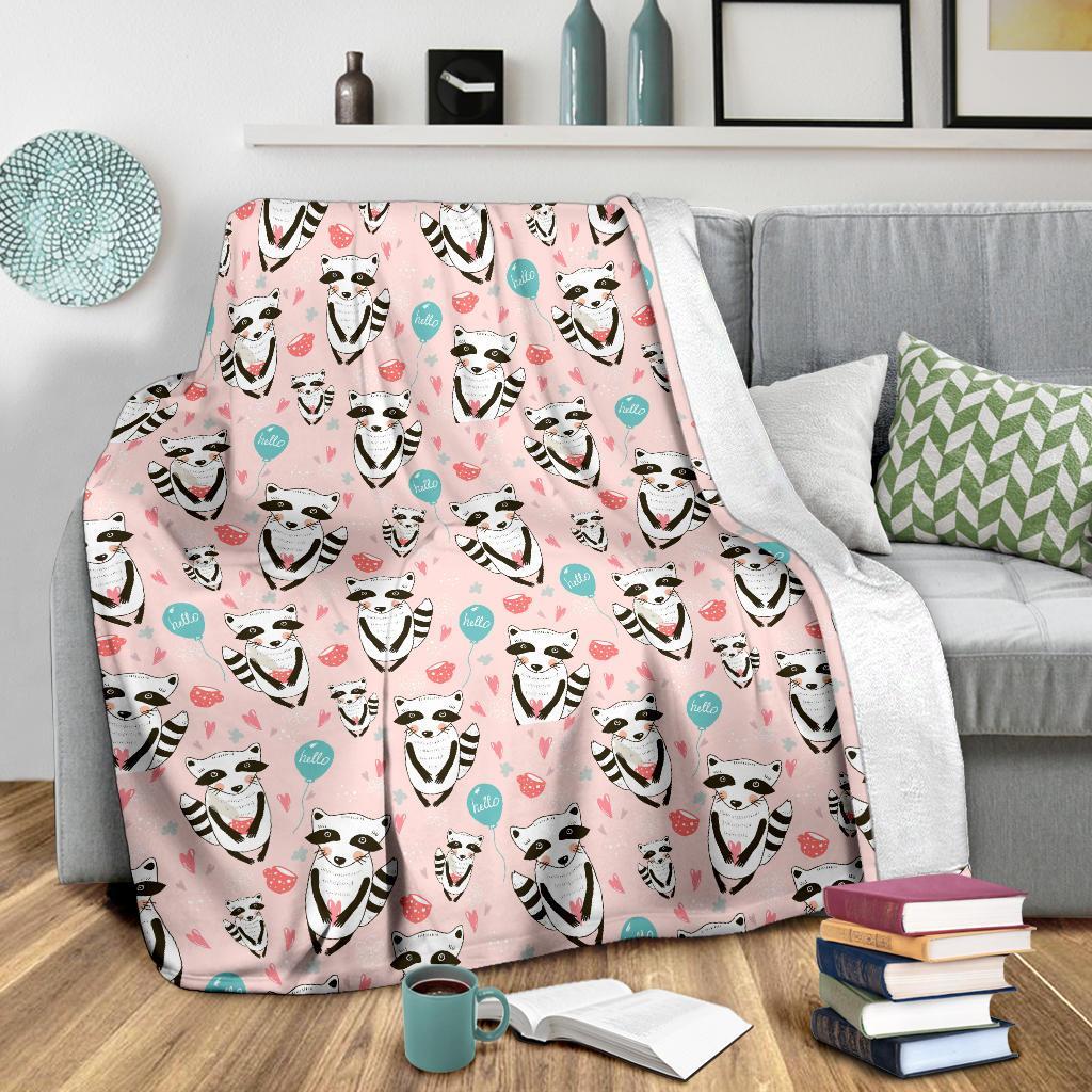 Raccoon Pattern Print Blanket-grizzshop