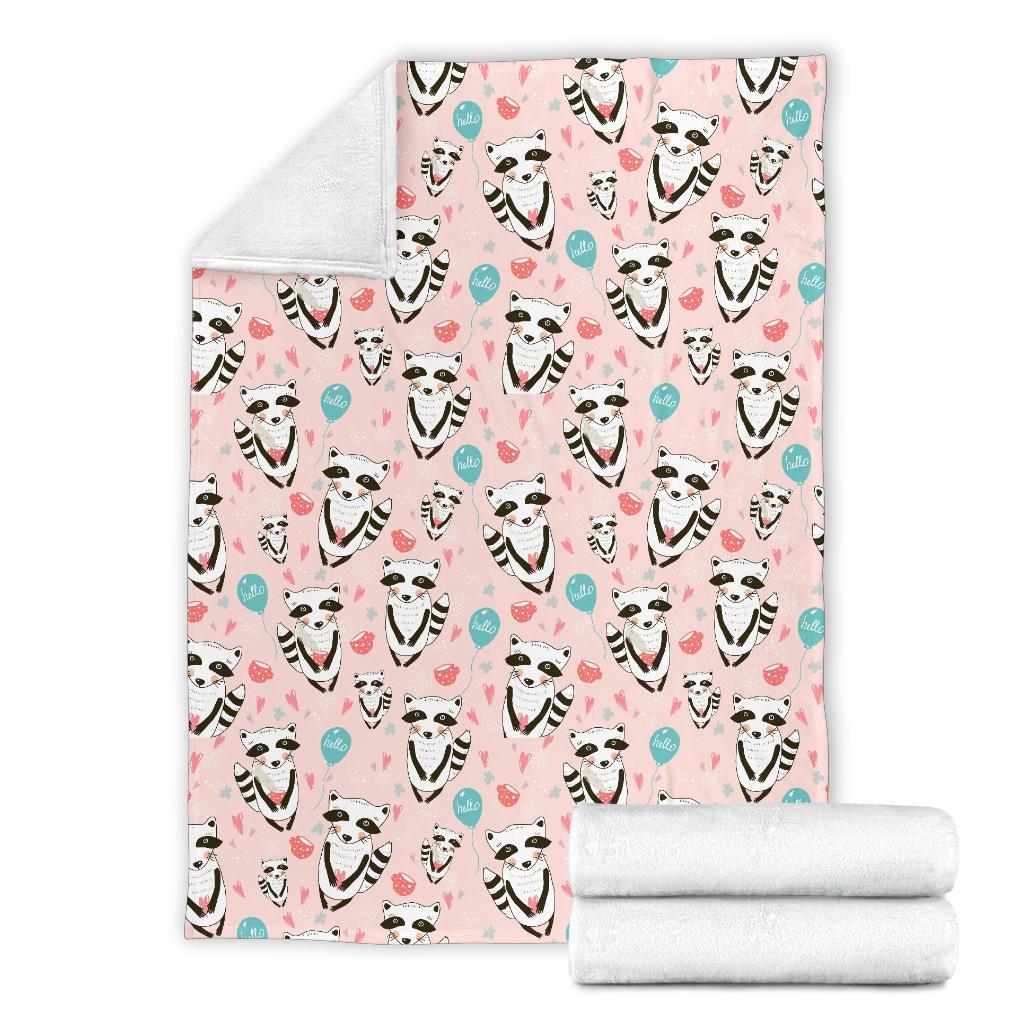 Raccoon Pattern Print Blanket-grizzshop