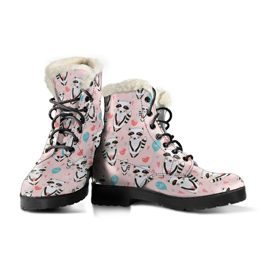 Raccoon Pattern Print Comfy Winter Boots-grizzshop