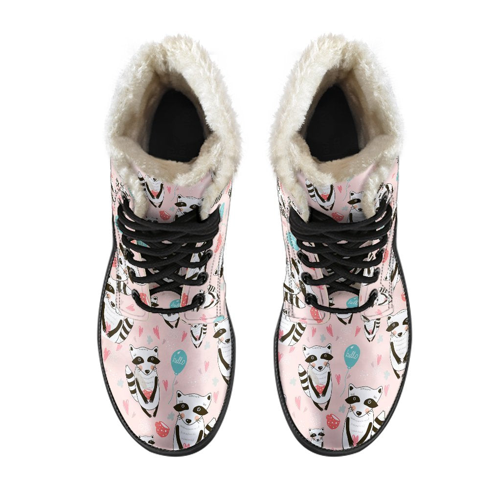 Raccoon Pattern Print Comfy Winter Boots-grizzshop