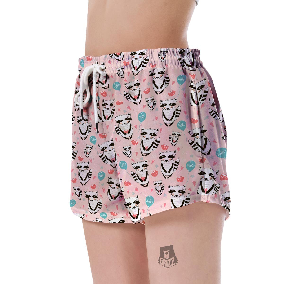 Raccoon Pattern Print Women's Shorts-grizzshop