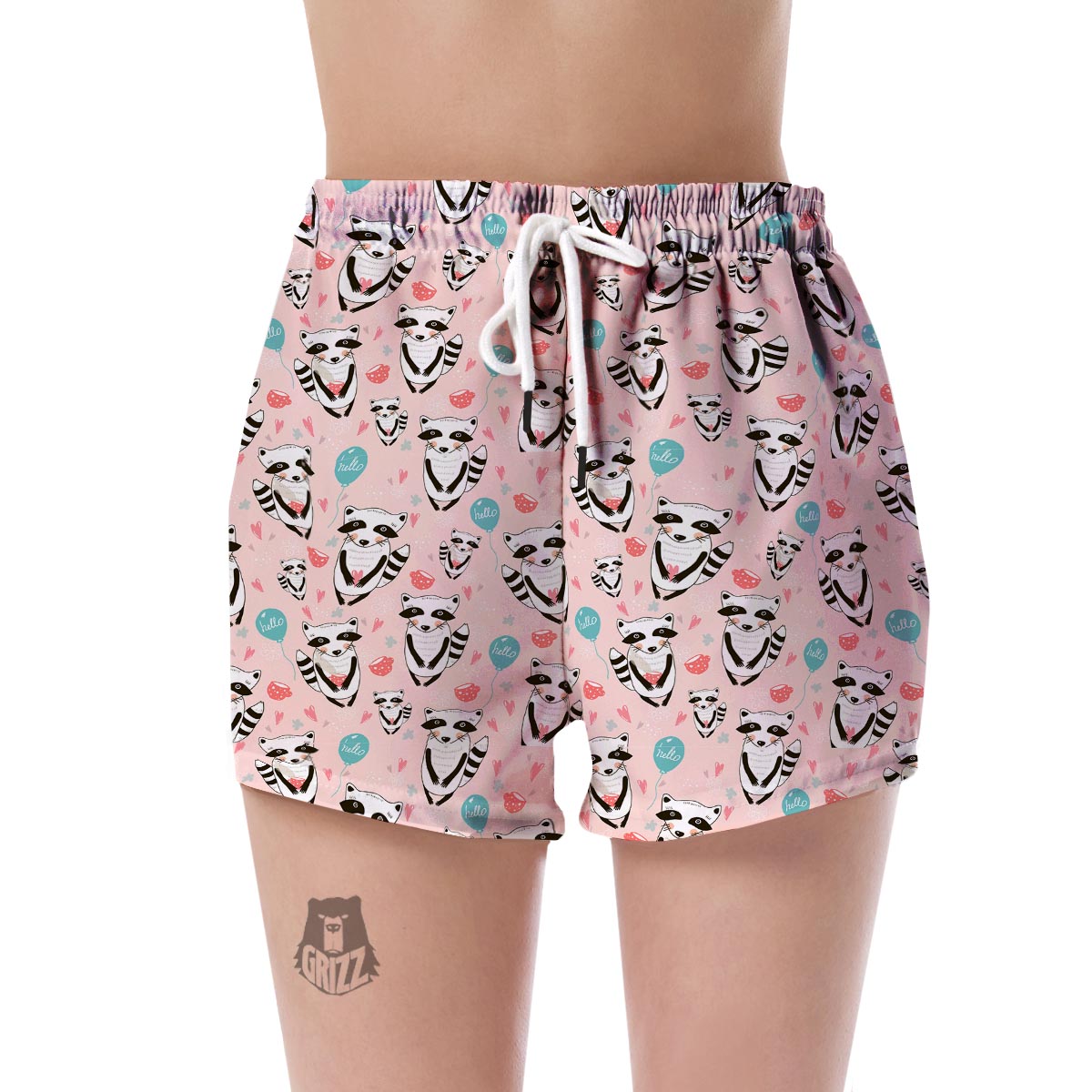 Raccoon Pattern Print Women's Shorts-grizzshop