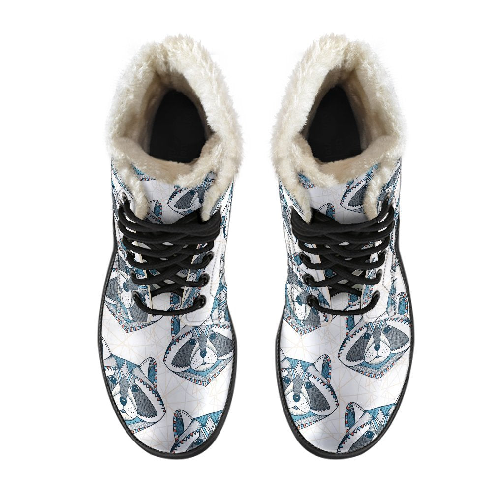 Raccoon Print Pattern Comfy Winter Boots-grizzshop