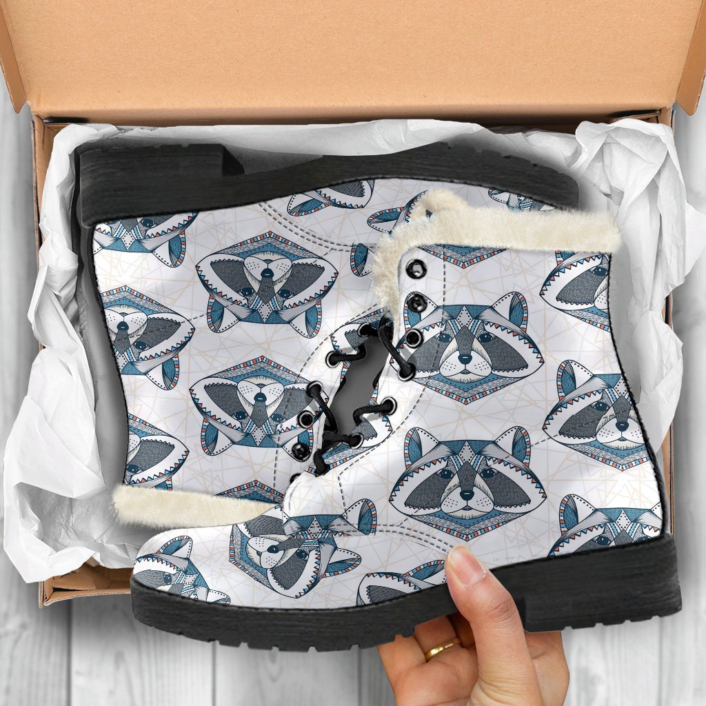 Raccoon Print Pattern Comfy Winter Boots-grizzshop