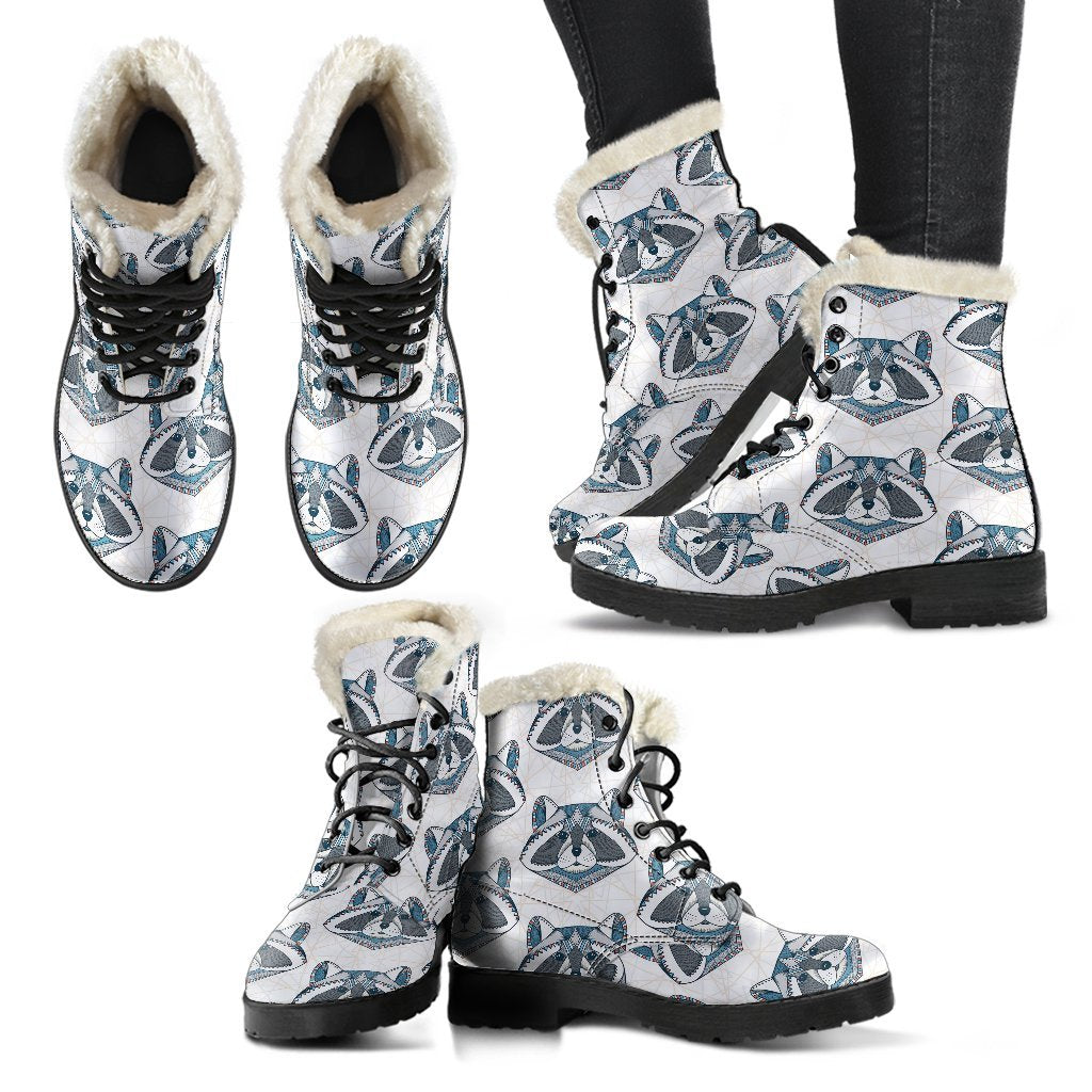 Raccoon Print Pattern Comfy Winter Boots-grizzshop