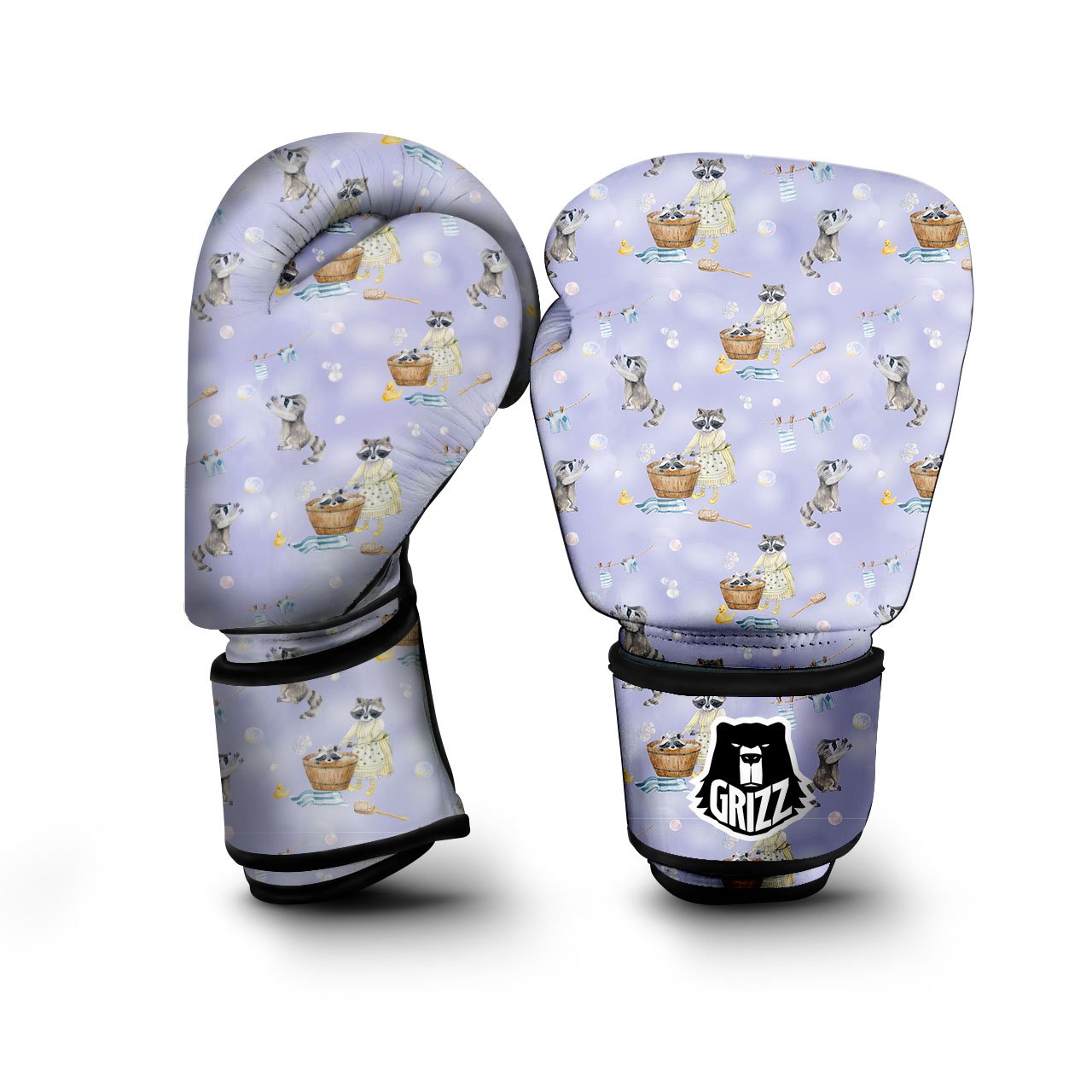Raccoon Watercolor Print Pattern Boxing Gloves-grizzshop