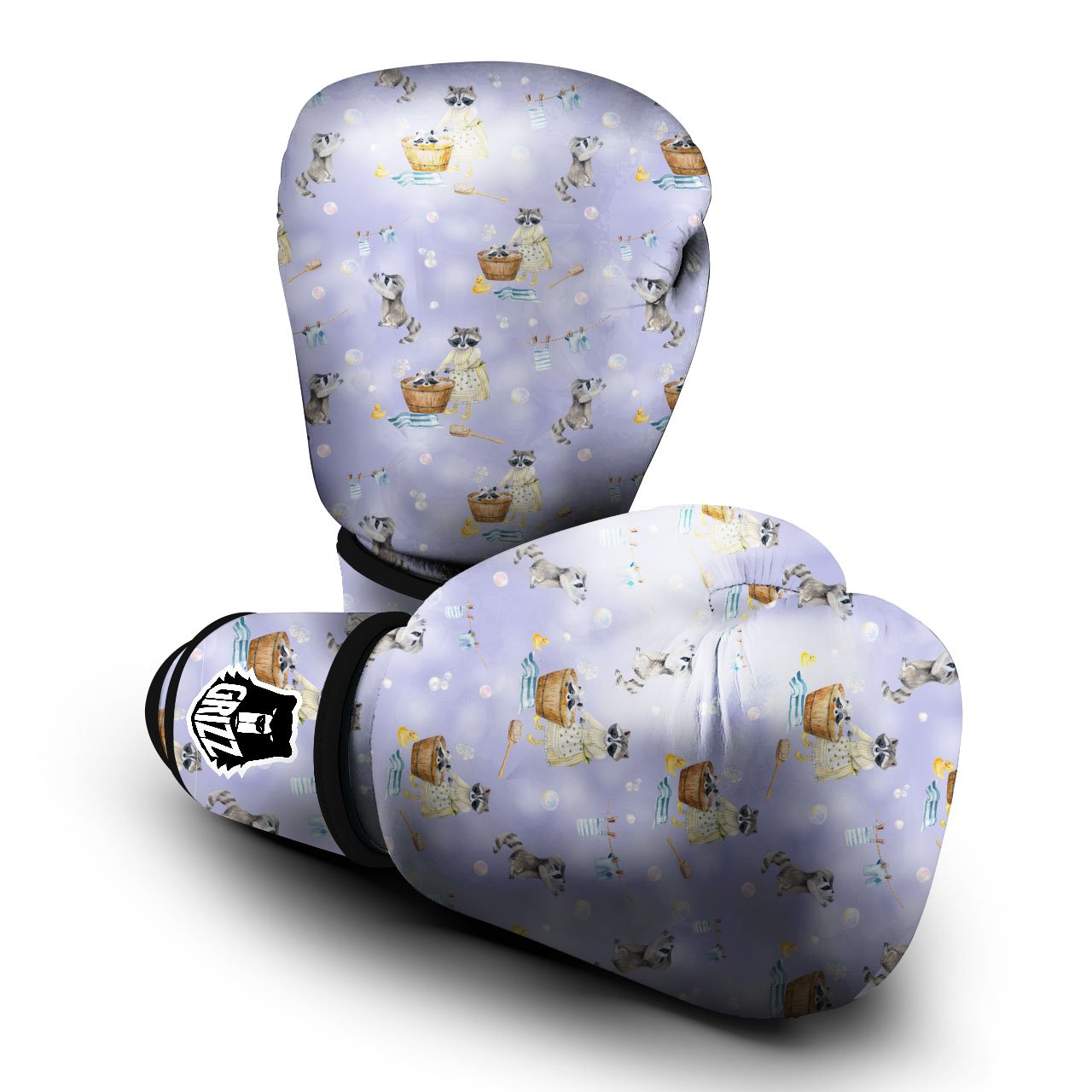Raccoon Watercolor Print Pattern Boxing Gloves-grizzshop