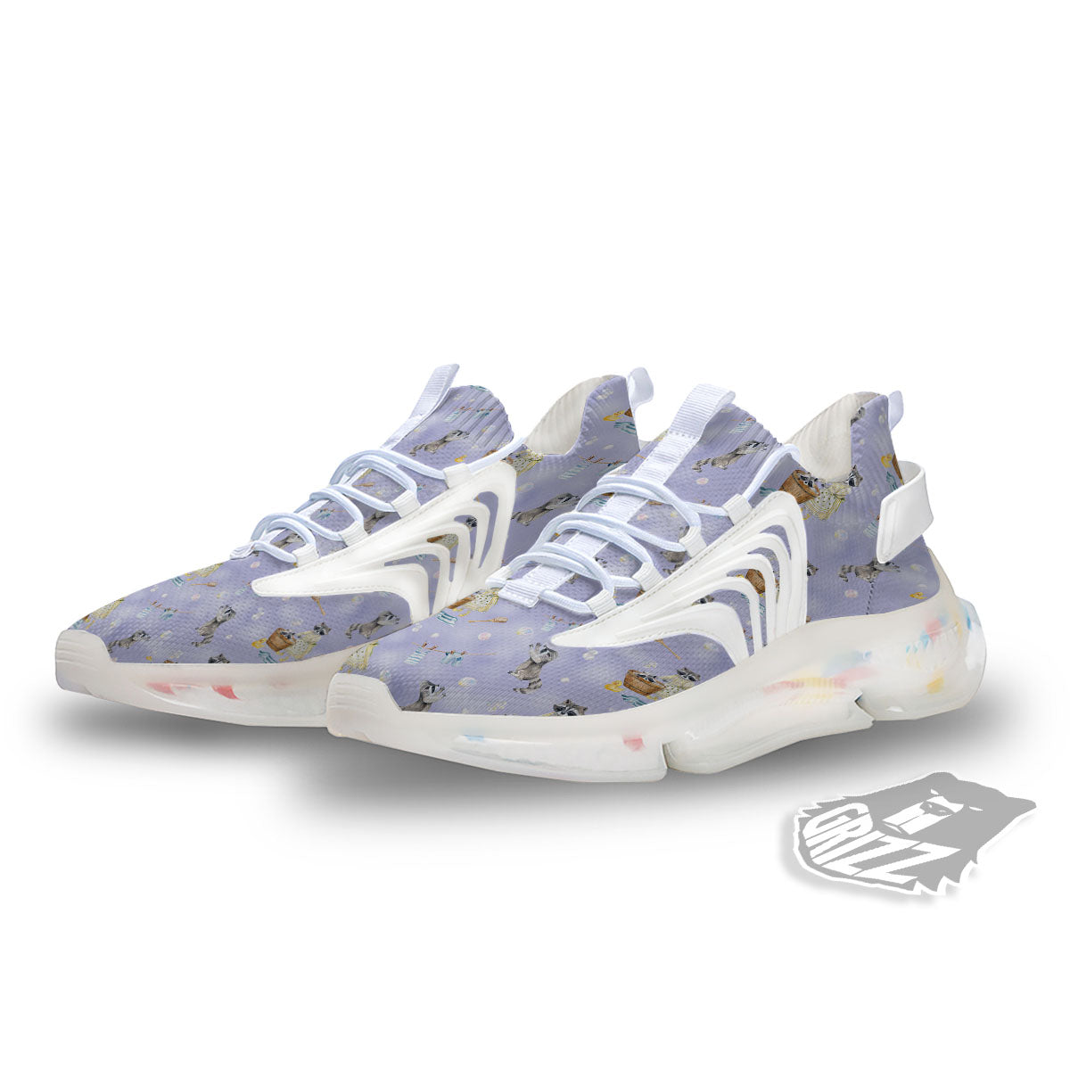 Raccoon Watercolor Print Pattern White Gym Shoes-grizzshop