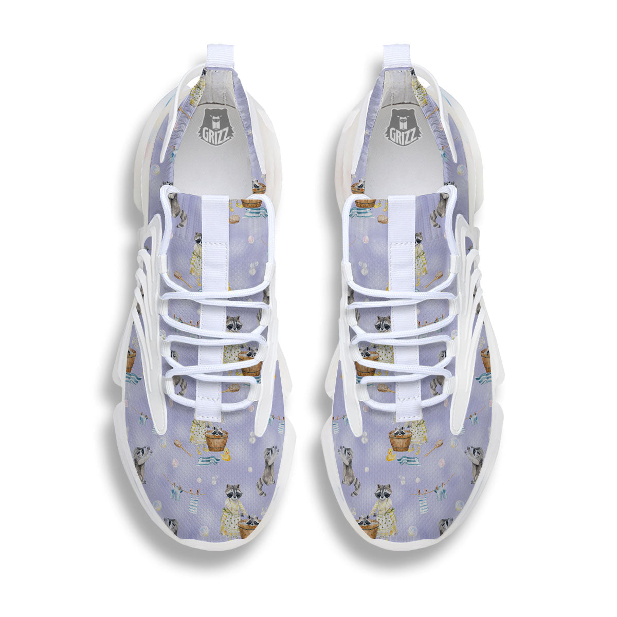 Raccoon Watercolor Print Pattern White Gym Shoes-grizzshop