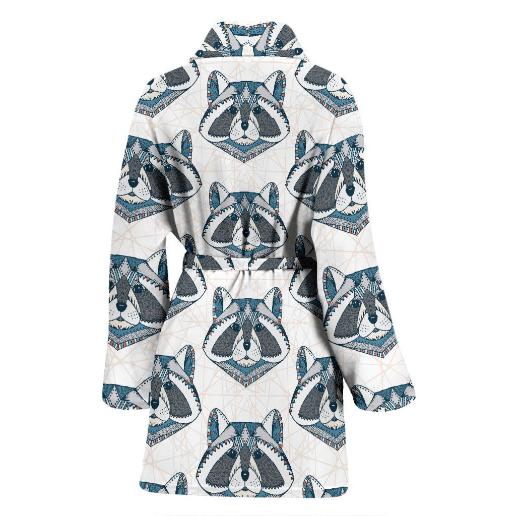 Raccoon Print Pattern Women Long Robe-grizzshop