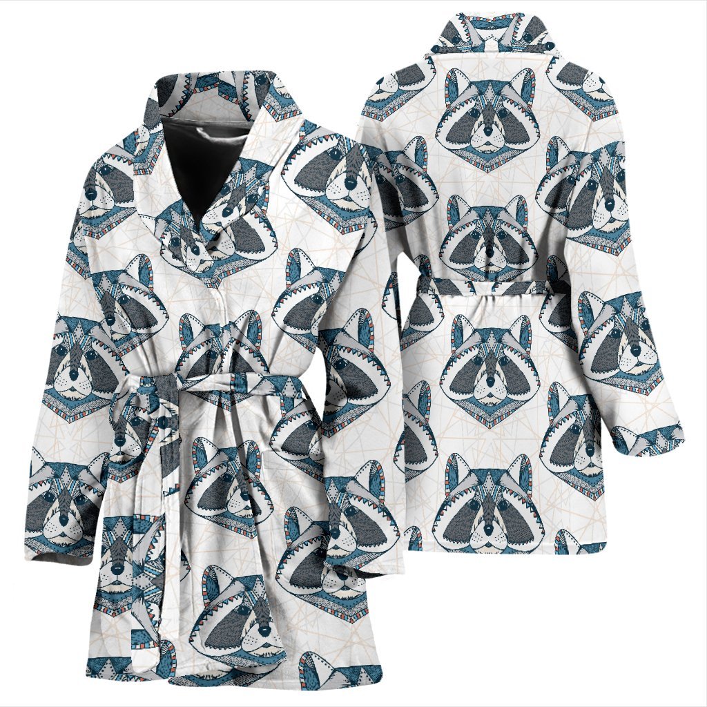 Raccoon Print Pattern Women Long Robe-grizzshop