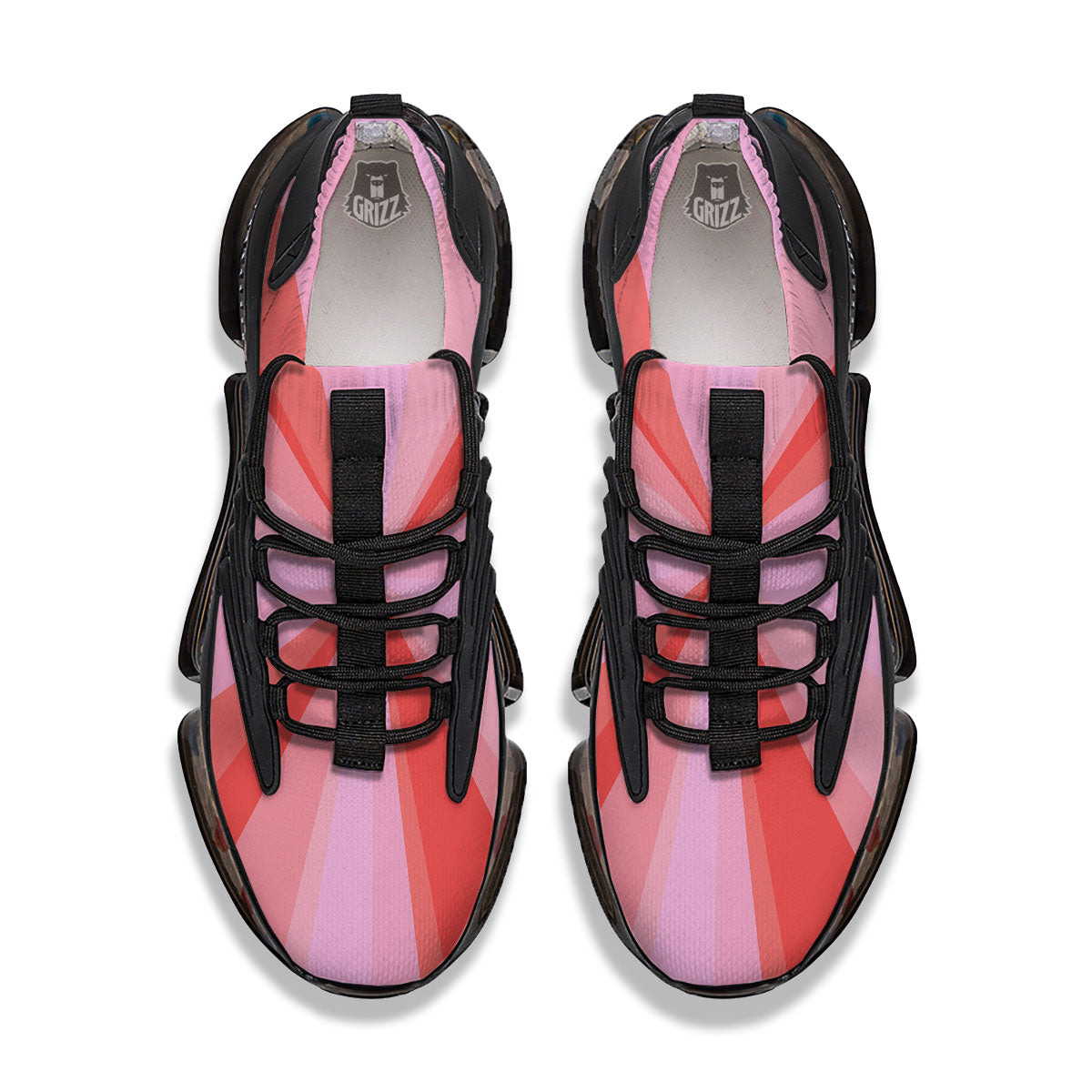 Radial Rays Pink Print Black Gym Shoes-grizzshop