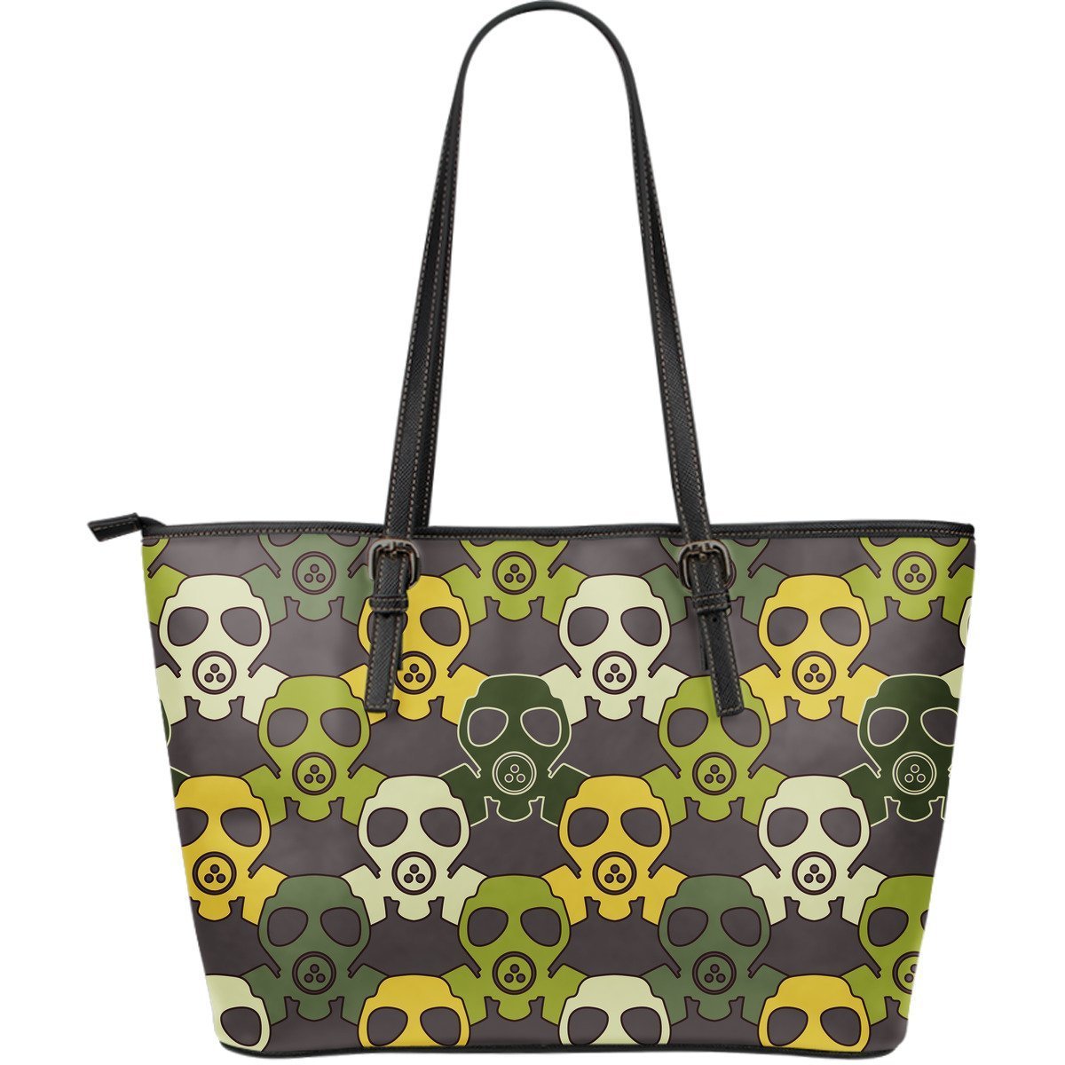Radiation Mask Pattern Print Leather Tote Bag-grizzshop