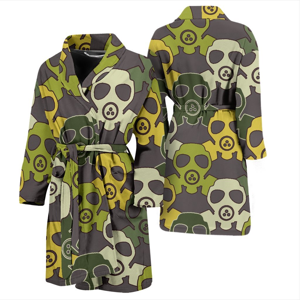 Radiation Mask Pattern Print Men Long Robe-grizzshop