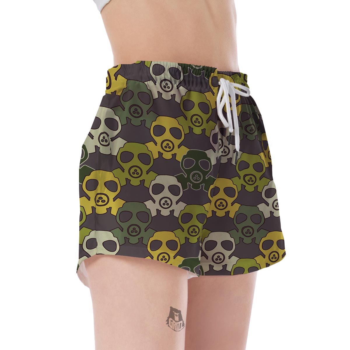 Radiation Mask Pattern Print Women's Shorts-grizzshop
