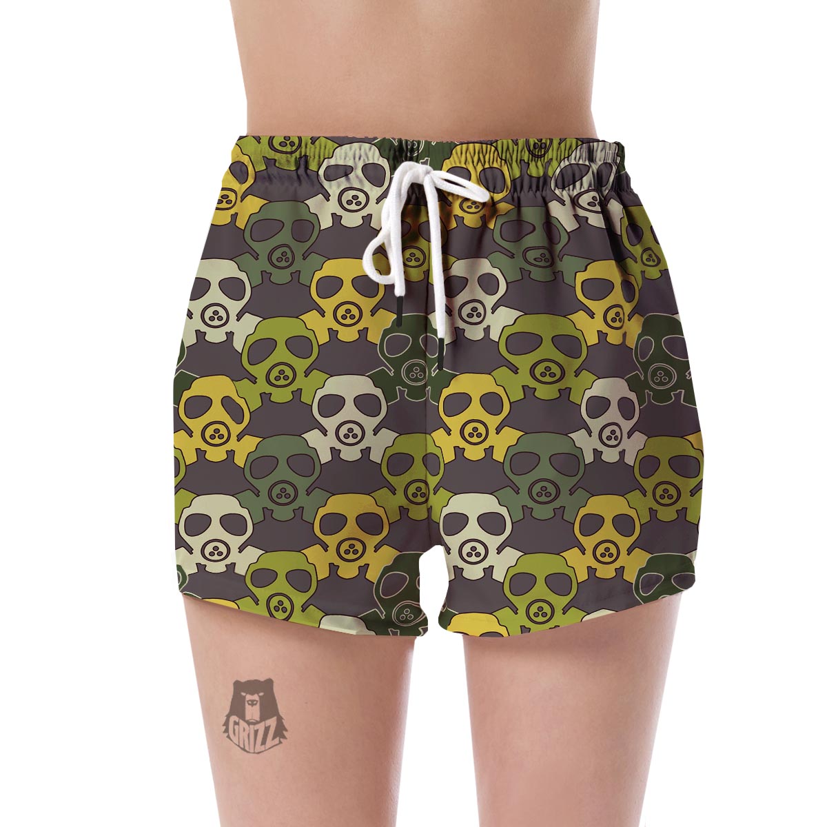 Radiation Mask Pattern Print Women's Shorts-grizzshop