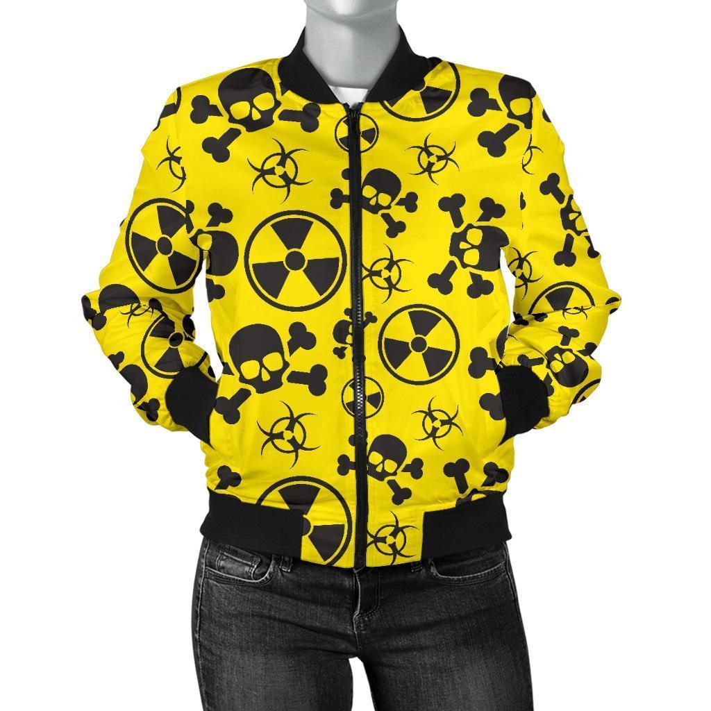 Radiation Print Pattern Women Casual Bomber Jacket-grizzshop