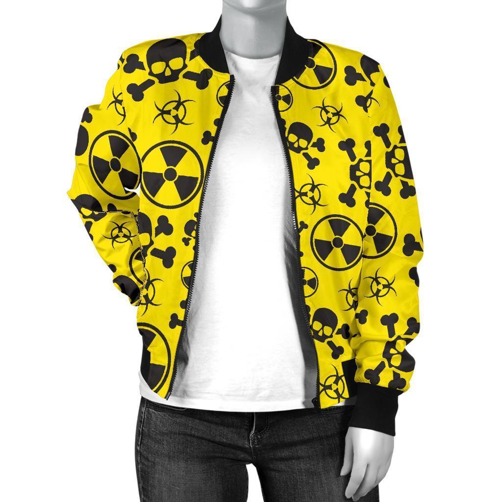 Radiation Print Pattern Women Casual Bomber Jacket-grizzshop