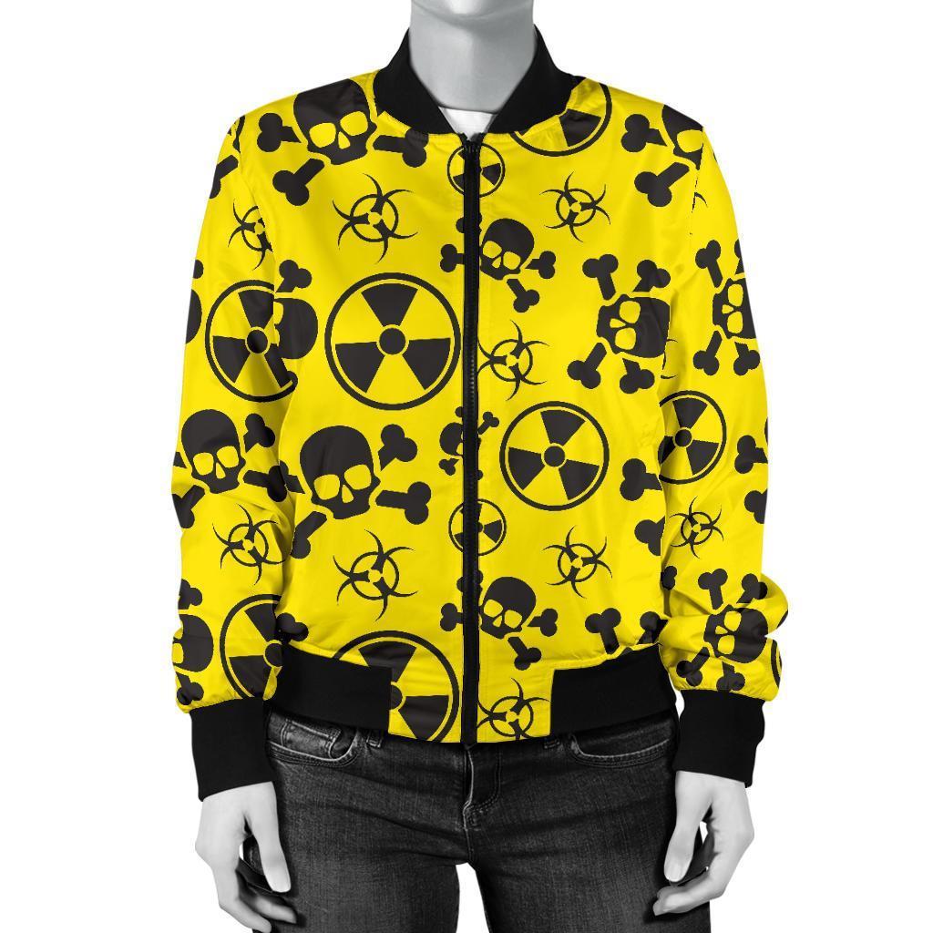 Radiation Print Pattern Women Casual Bomber Jacket-grizzshop