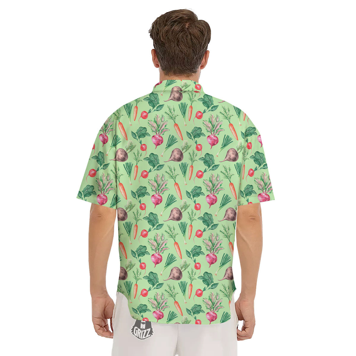 Radish And Watercolor Carrot Print Pattern Men's Short Sleeve Shirts-grizzshop