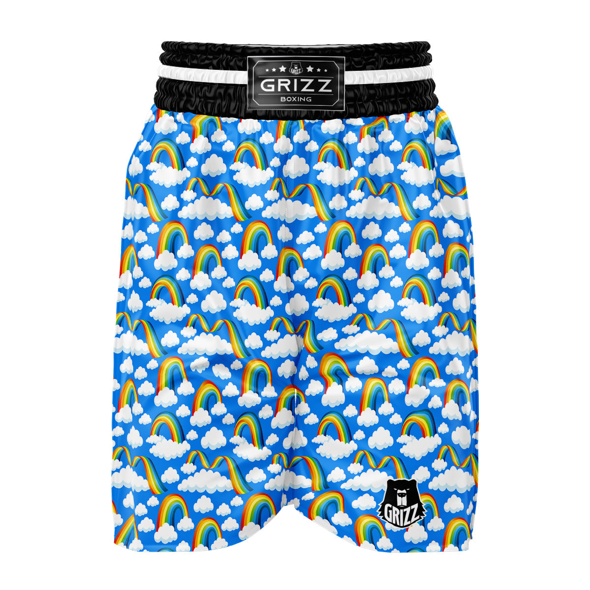 Rainbow And Clouds Blue Print Pattern Boxing Shorts-grizzshop