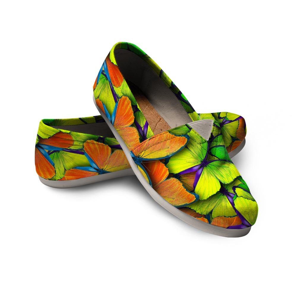 Rainbow Butterfly Print Canvas Shoes-grizzshop