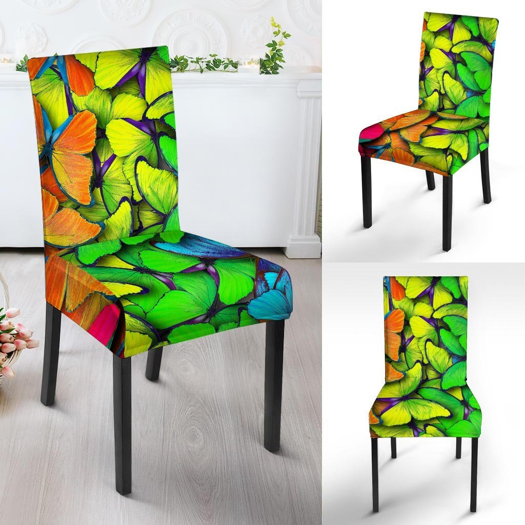 Rainbow Butterfly Print Chair Cover-grizzshop