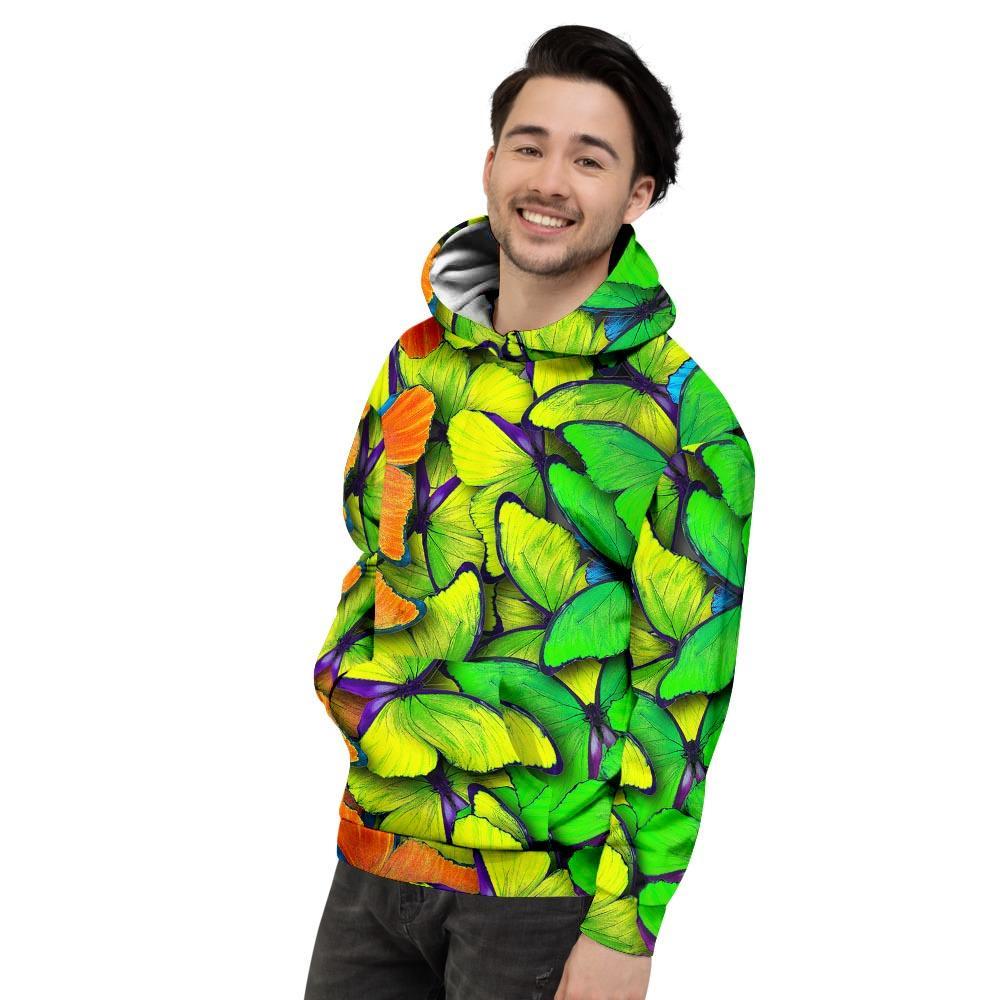 Rainbow Butterfly Print Men's Hoodie-grizzshop