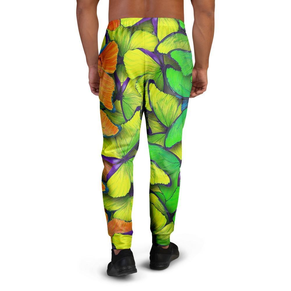 Rainbow Butterfly Print Men's Joggers-grizzshop