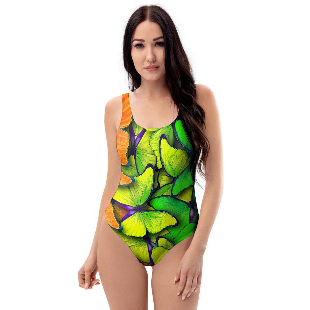 Rainbow Butterfly Print One Piece Swimsuite-grizzshop