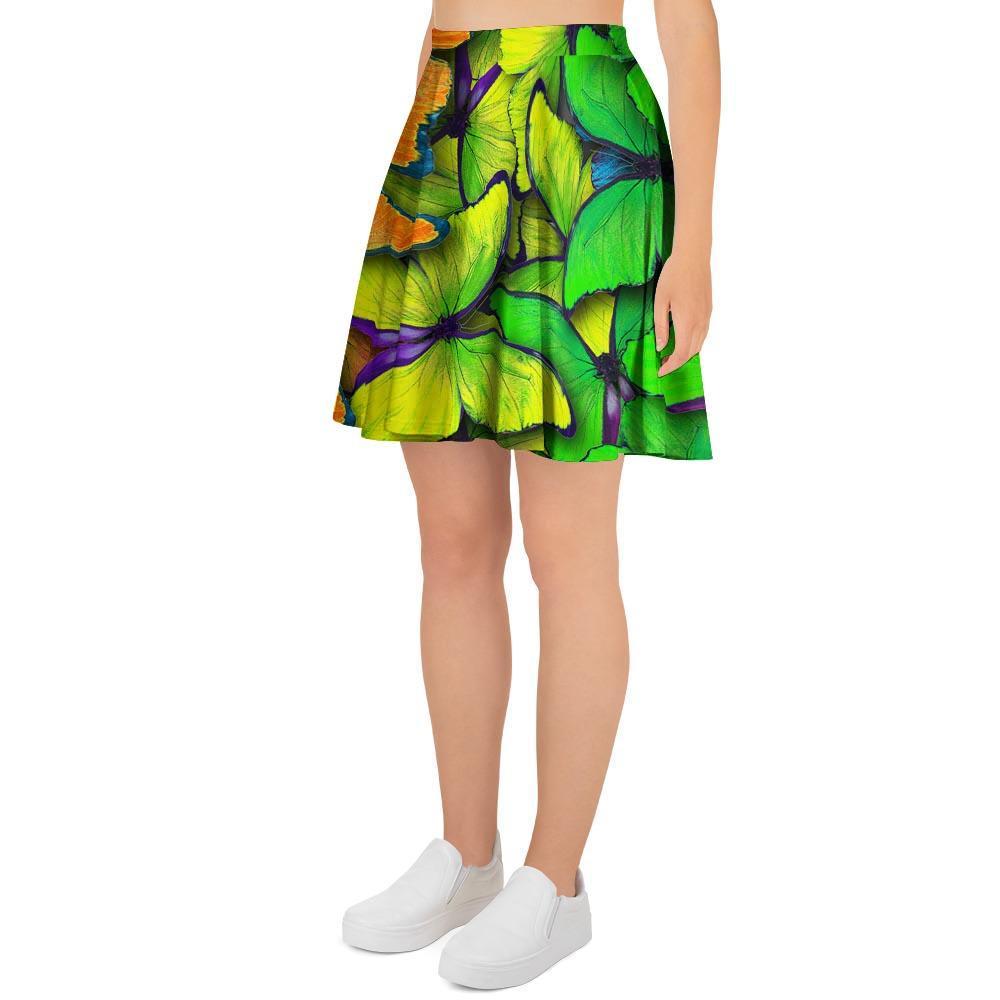 Rainbow Butterfly Print Women's Skirt-grizzshop