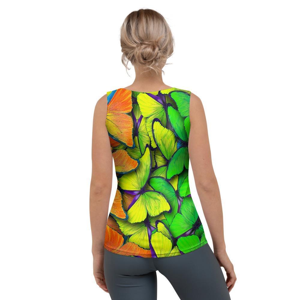 Rainbow Butterfly Print Women's Tank Top-grizzshop