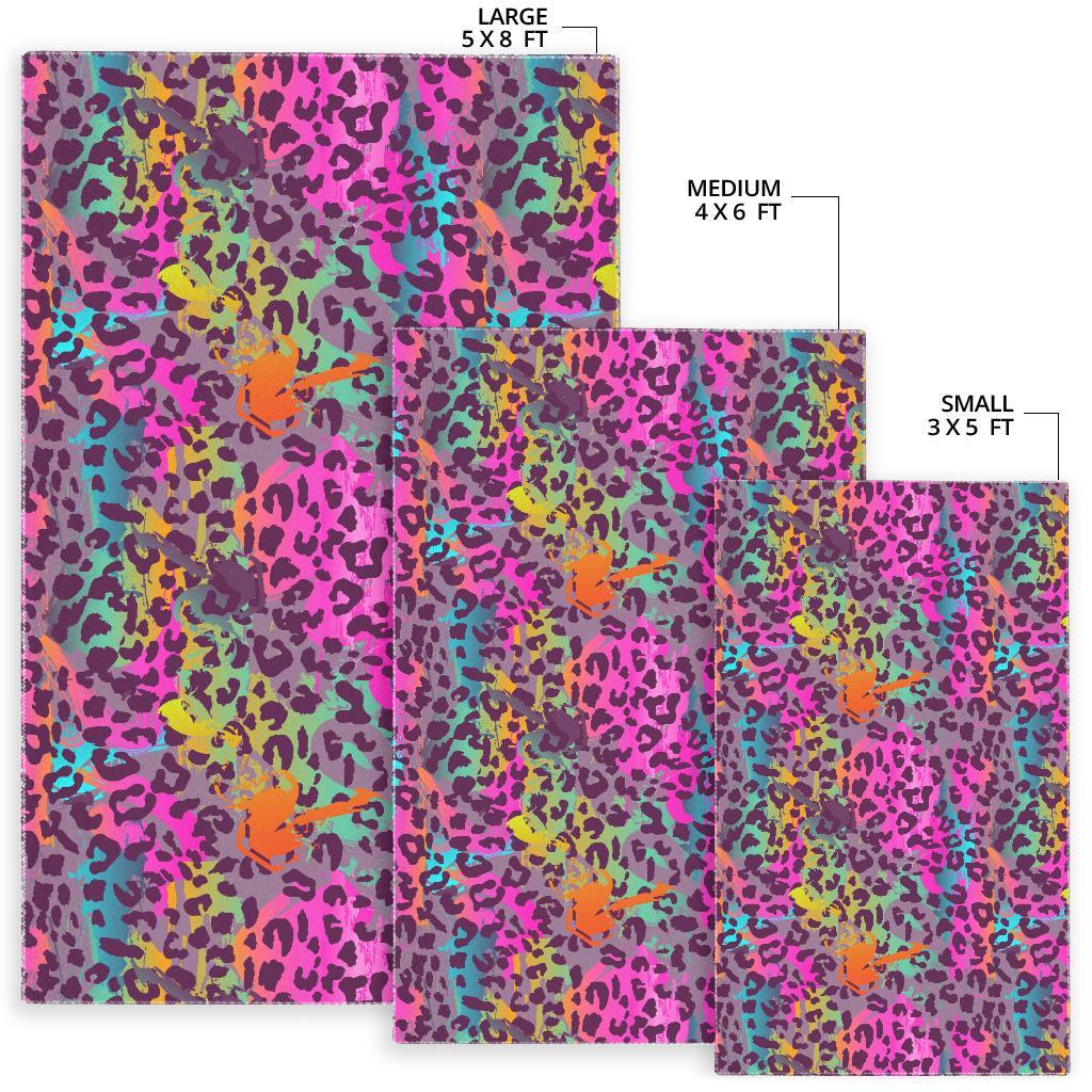 Rainbow Cheetah Leopard Pattern Print Floor Mat-grizzshop
