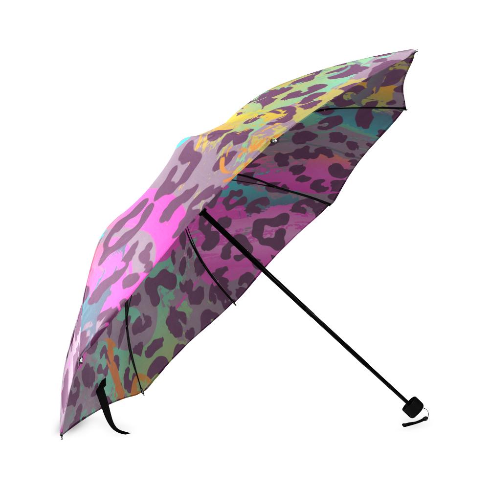 Rainbow Cheetah Leopard Pattern Print Foldable Umbrella-grizzshop