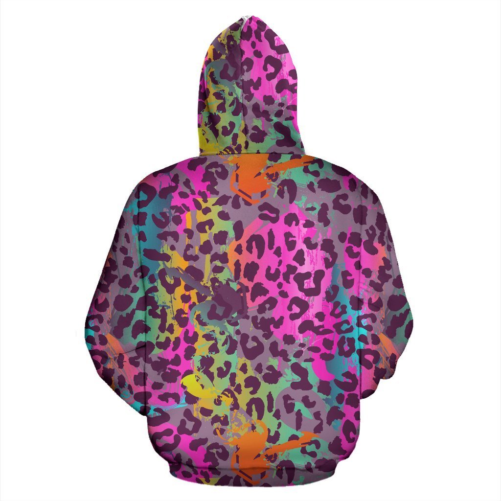 Rainbow Cheetah Leopard Pattern Print Women Men Pullover Hoodie-grizzshop
