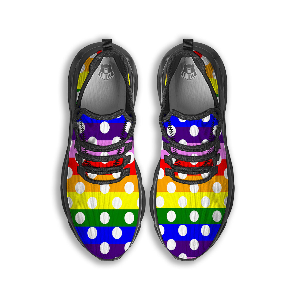 Rainbow Color LGBT Polka Dot Print Pattern Black Running Shoes-grizzshop