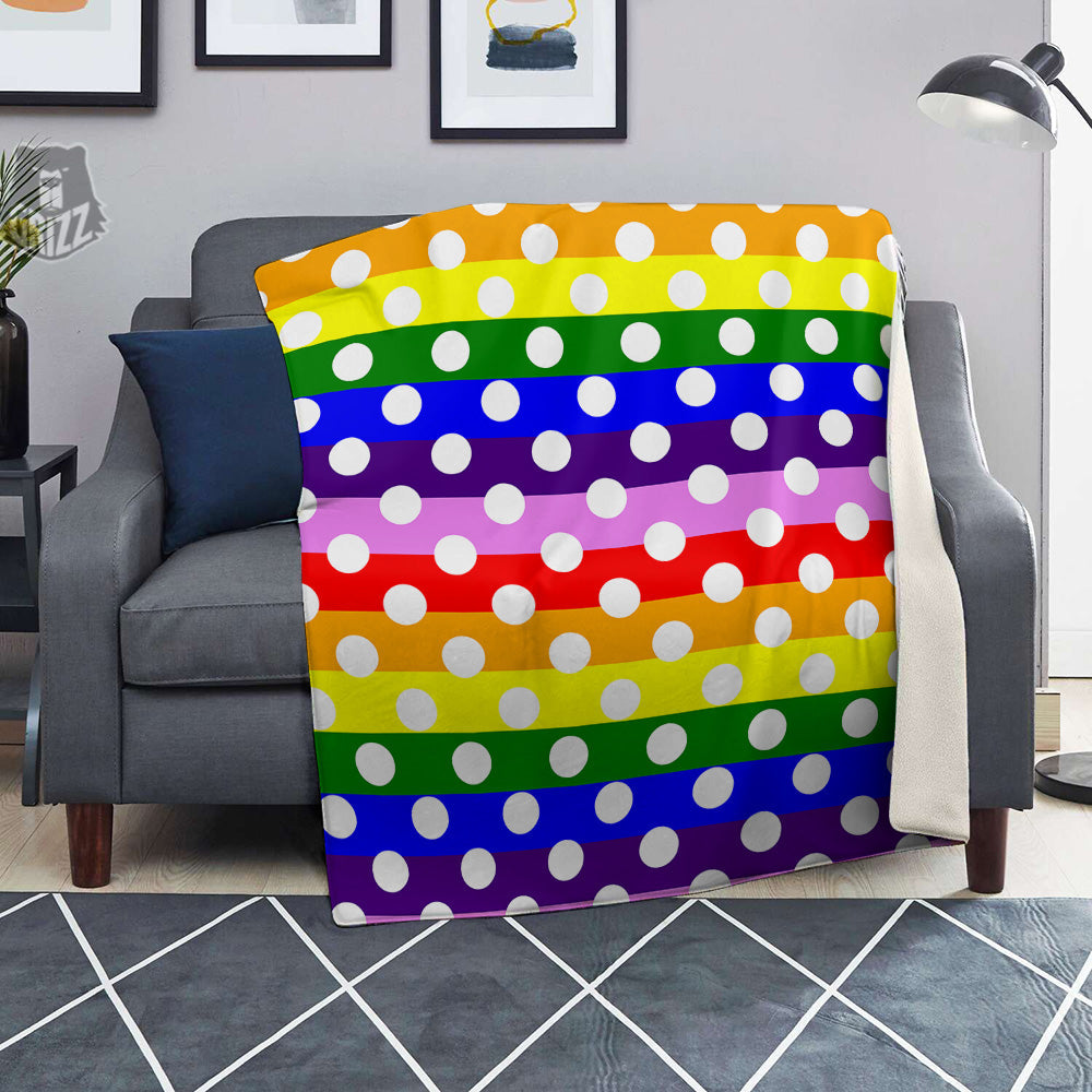 Rainbow Color LGBT Polka Dot Print Pattern Blanket-grizzshop
