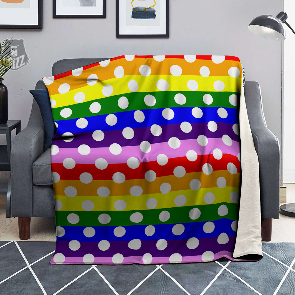Rainbow Color LGBT Polka Dot Print Pattern Blanket-grizzshop