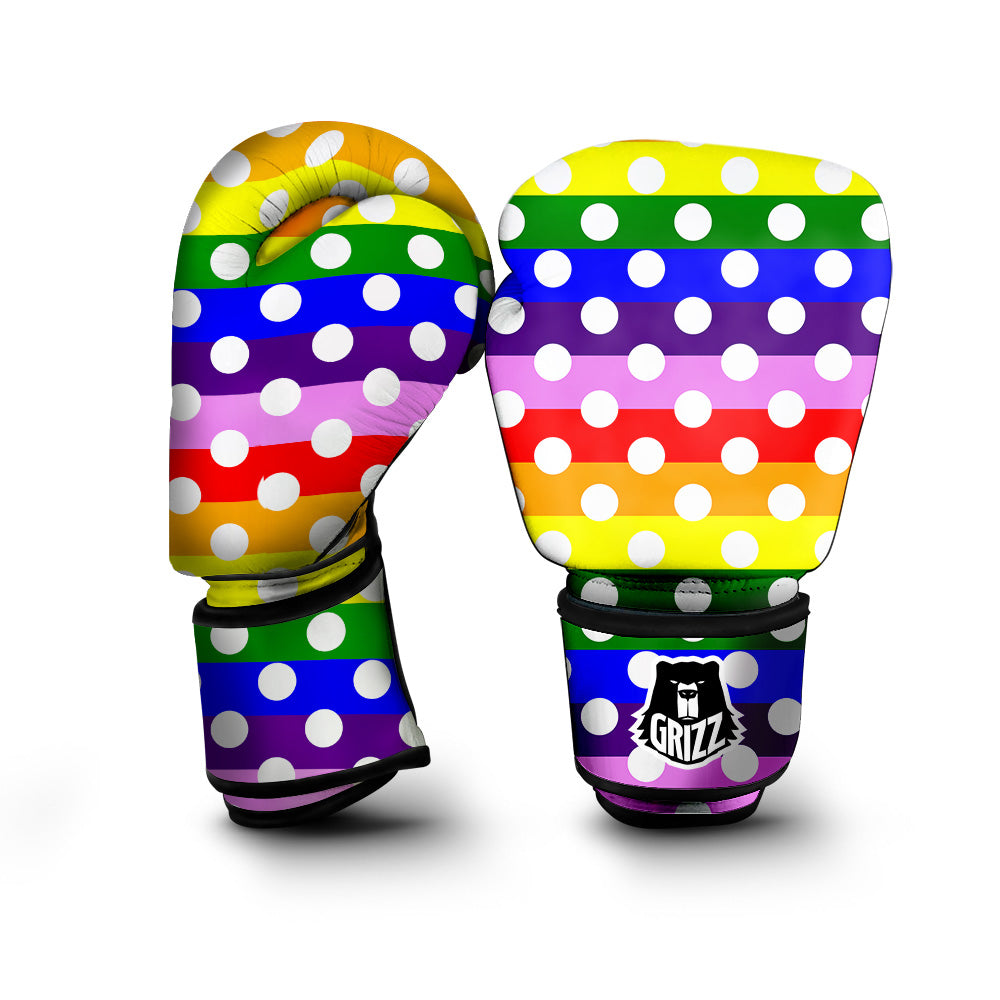 Rainbow Color LGBT Polka Dot Print Pattern Boxing Gloves-grizzshop
