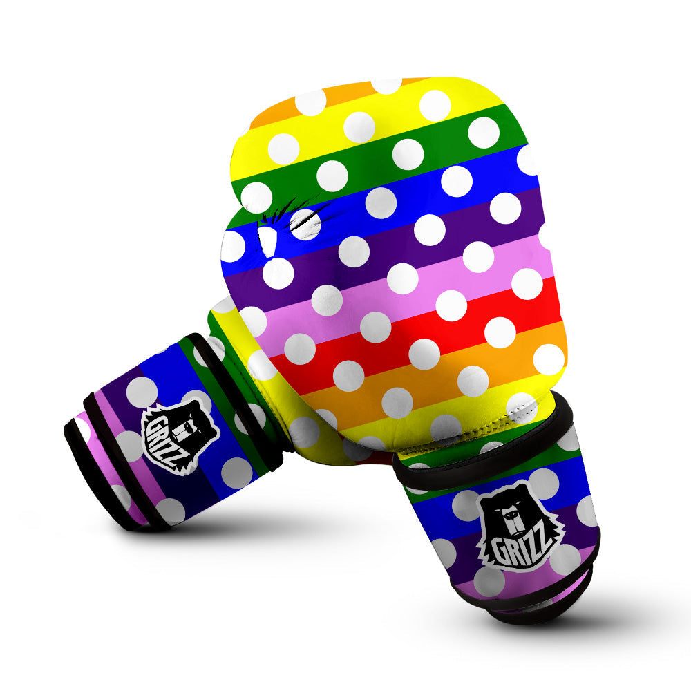 Rainbow Color LGBT Polka Dot Print Pattern Boxing Gloves-grizzshop