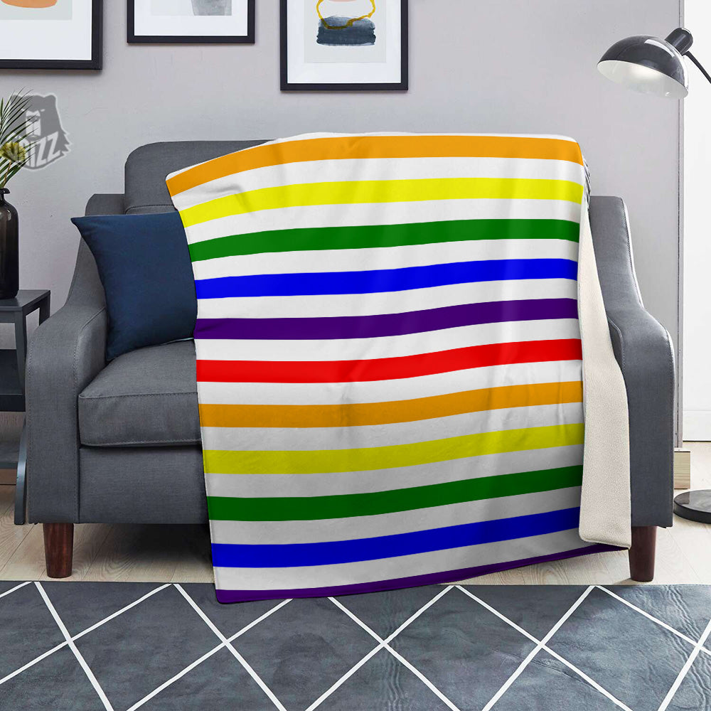 Rainbow Color LGBT Striped Print Blanket-grizzshop