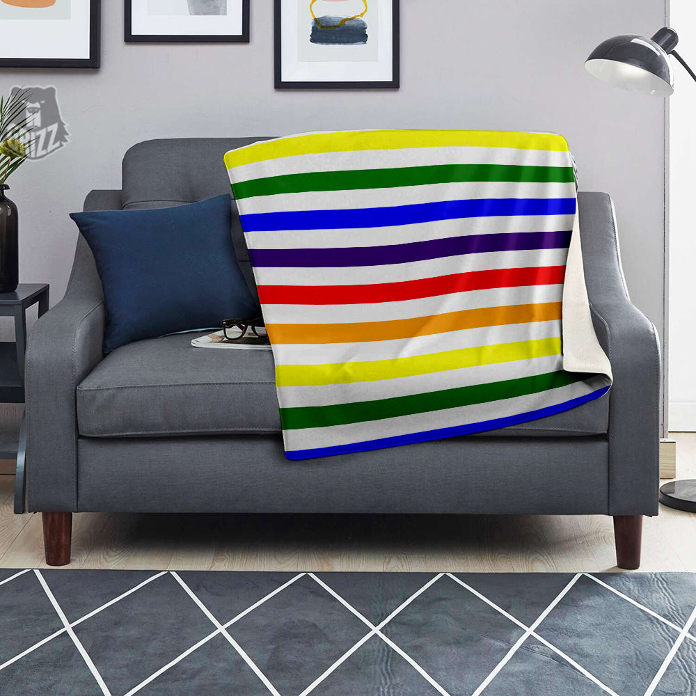 Rainbow Color LGBT Striped Print Blanket-grizzshop